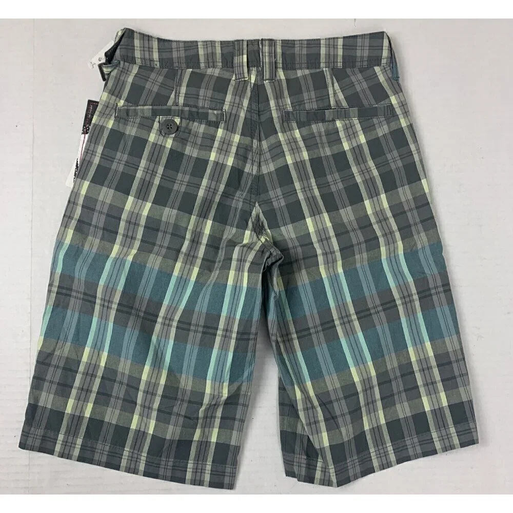 Quiksilver Mammoth Shorts Men's 25 Plaid Cotton Lightweight Blue Gray